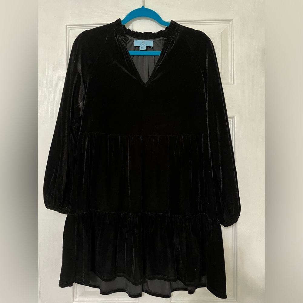 Cece black velvet babydoll dress size xs